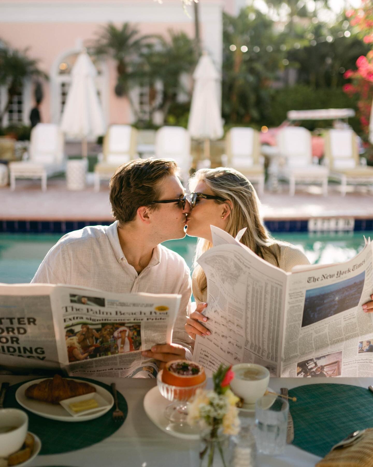 The Colony Hotel, located in the heart of Palm Beach, has always been a fashionable destination. This iconic location was the perfect first stop on Victoria &amp; Philippe's engagement&nbsp;shoot.