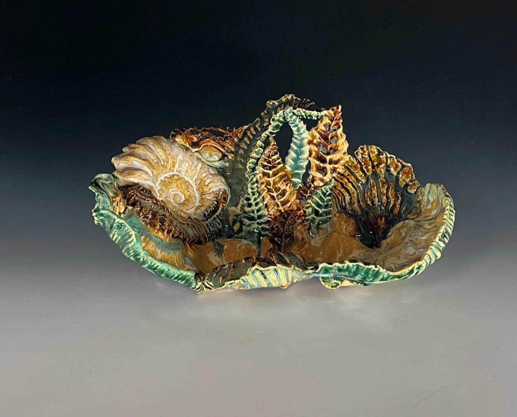 Carboniferous Bowl 1. Handbuilt, glazes, oxides. 2026