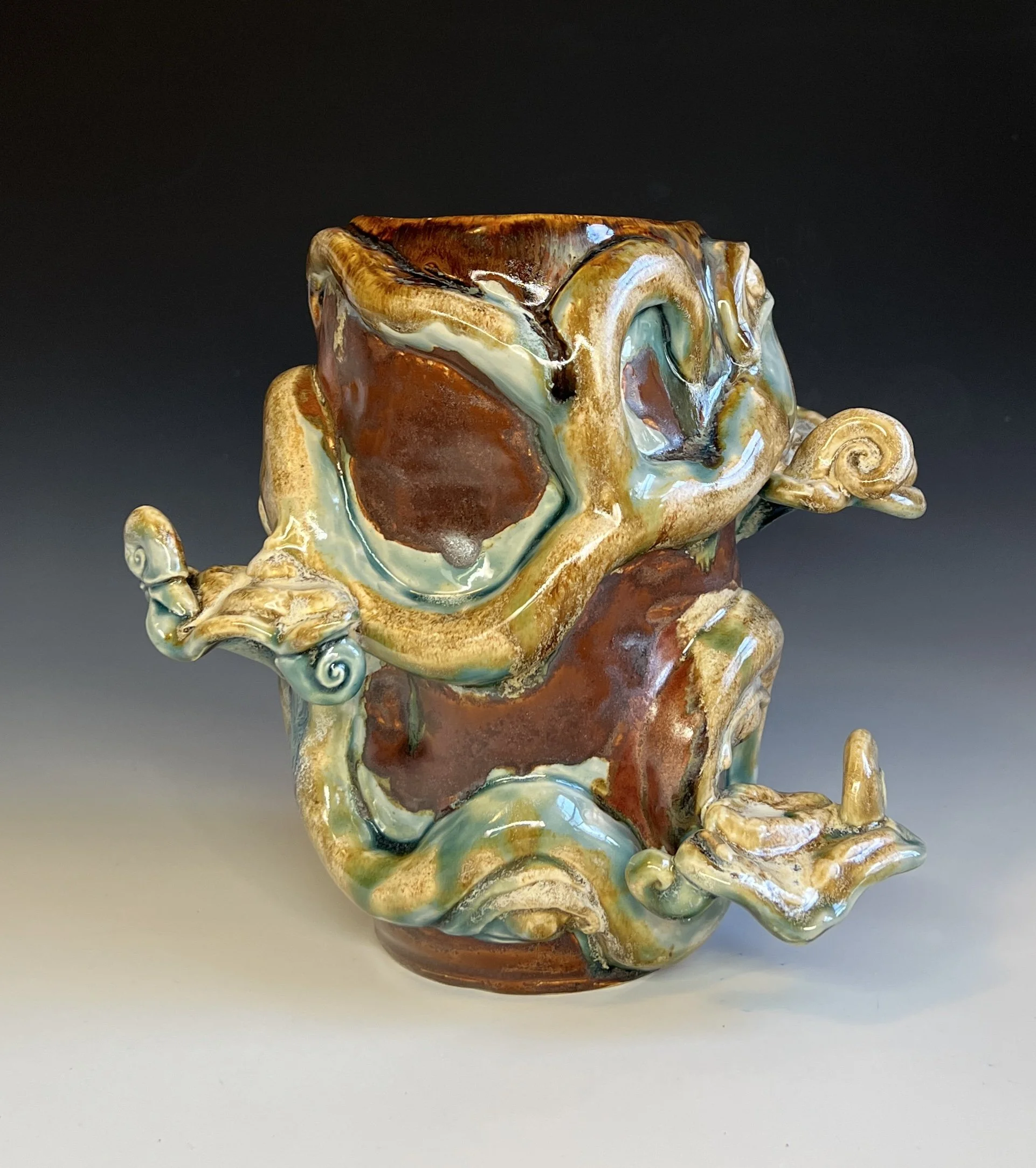 The Tree is Full of Secrets. 2025. Thrown and Altered, glazes, oxides.