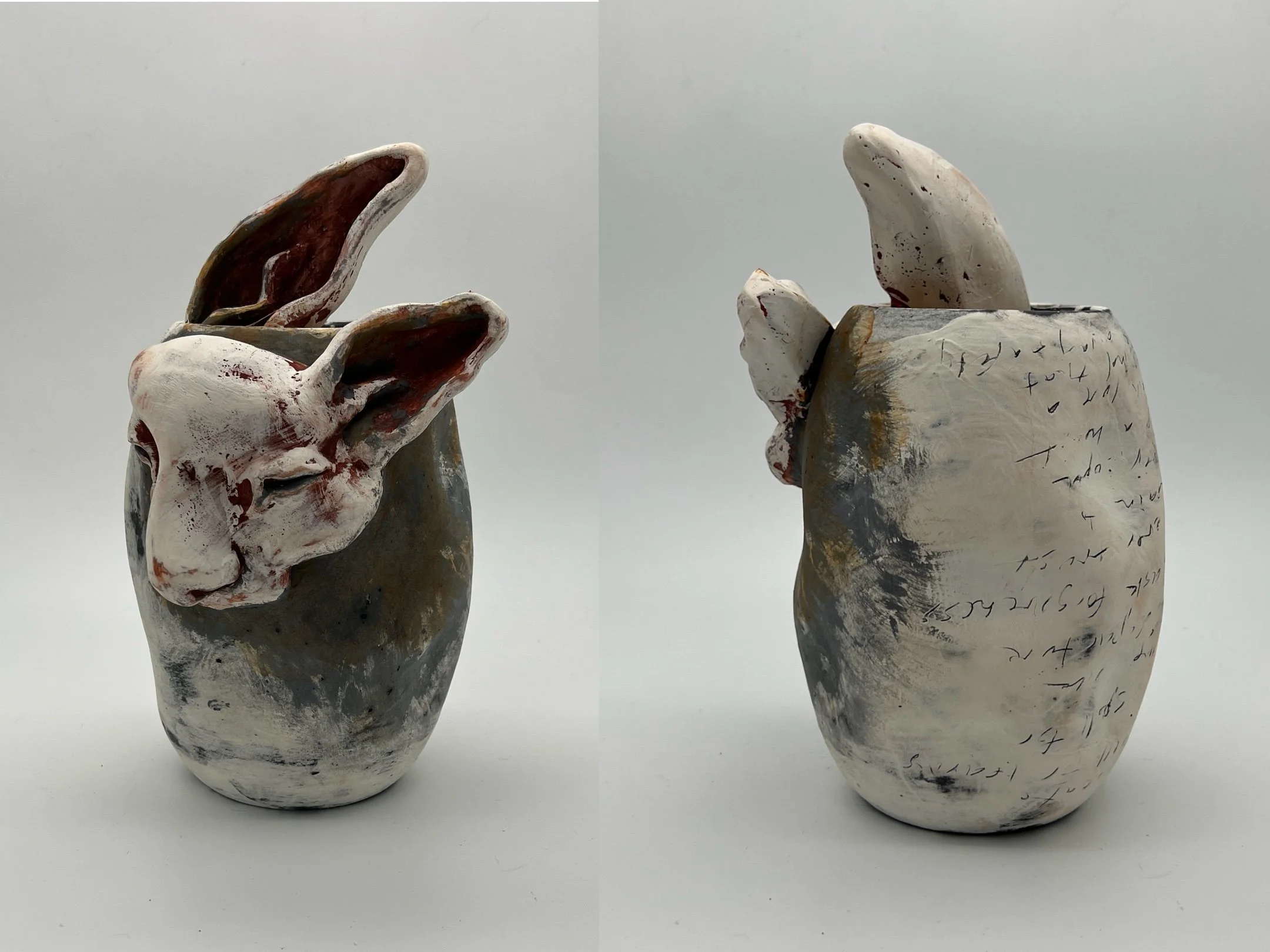 Masked Spirit Vessel. 2025. Slips, oxides.