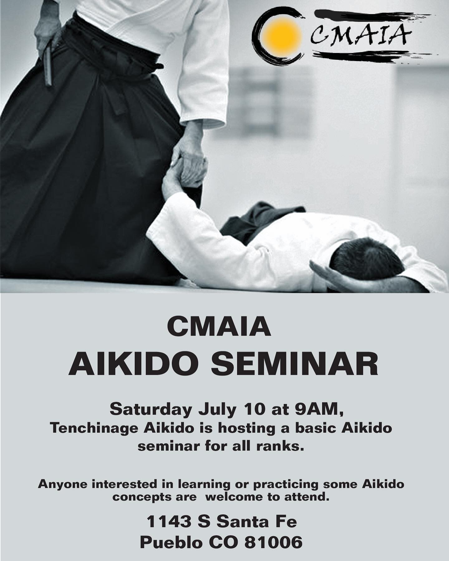 All ranks welcome. Next Saturday at 9AM come practice some new techniques with Tenchinage Aikido

#pueblocolorado #coloradomartialartsinstructorsalliance #puebloshares #pueblomartialarts