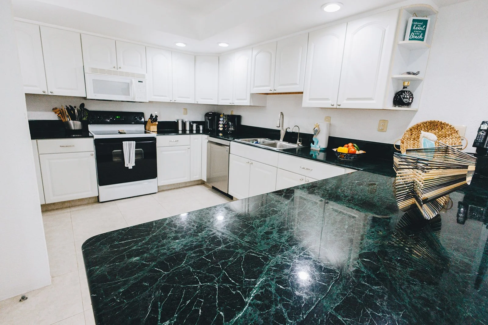 Kitchen at We’ve Gone Coastal’s four-bedroom El Cantil condo in Cozumel