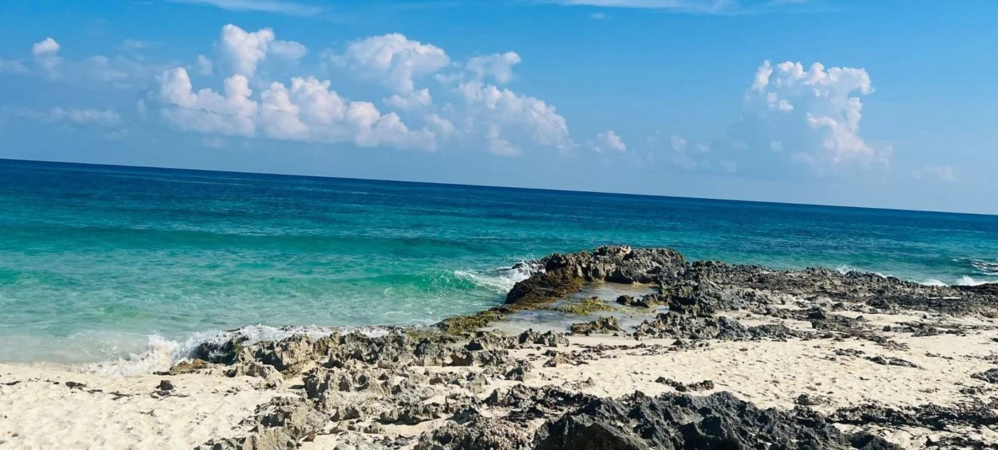 Rocky Caribbean coastline on Cozumel's wild east side