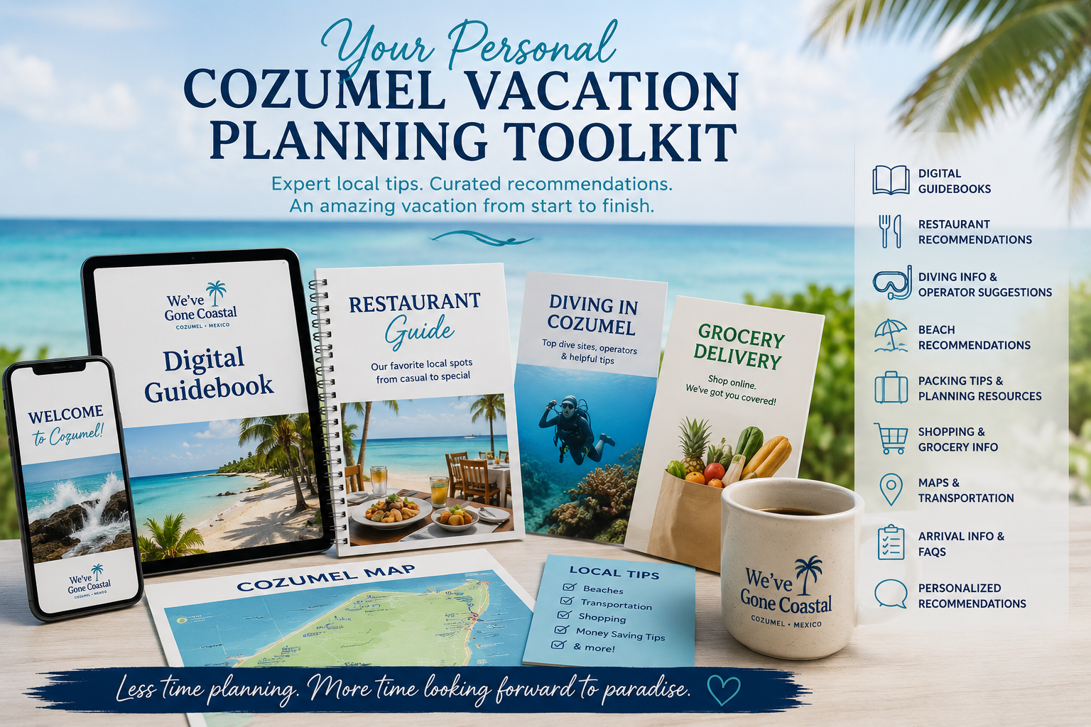 Digital guidebooks, maps, restaurant recommendations, and local resources to help plan a Cozumel vacation before you arrive.