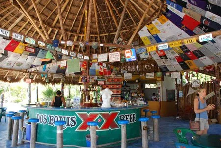 Coconuts Beach Bar overlooking the Caribbean coast in Cozumel, Mexico