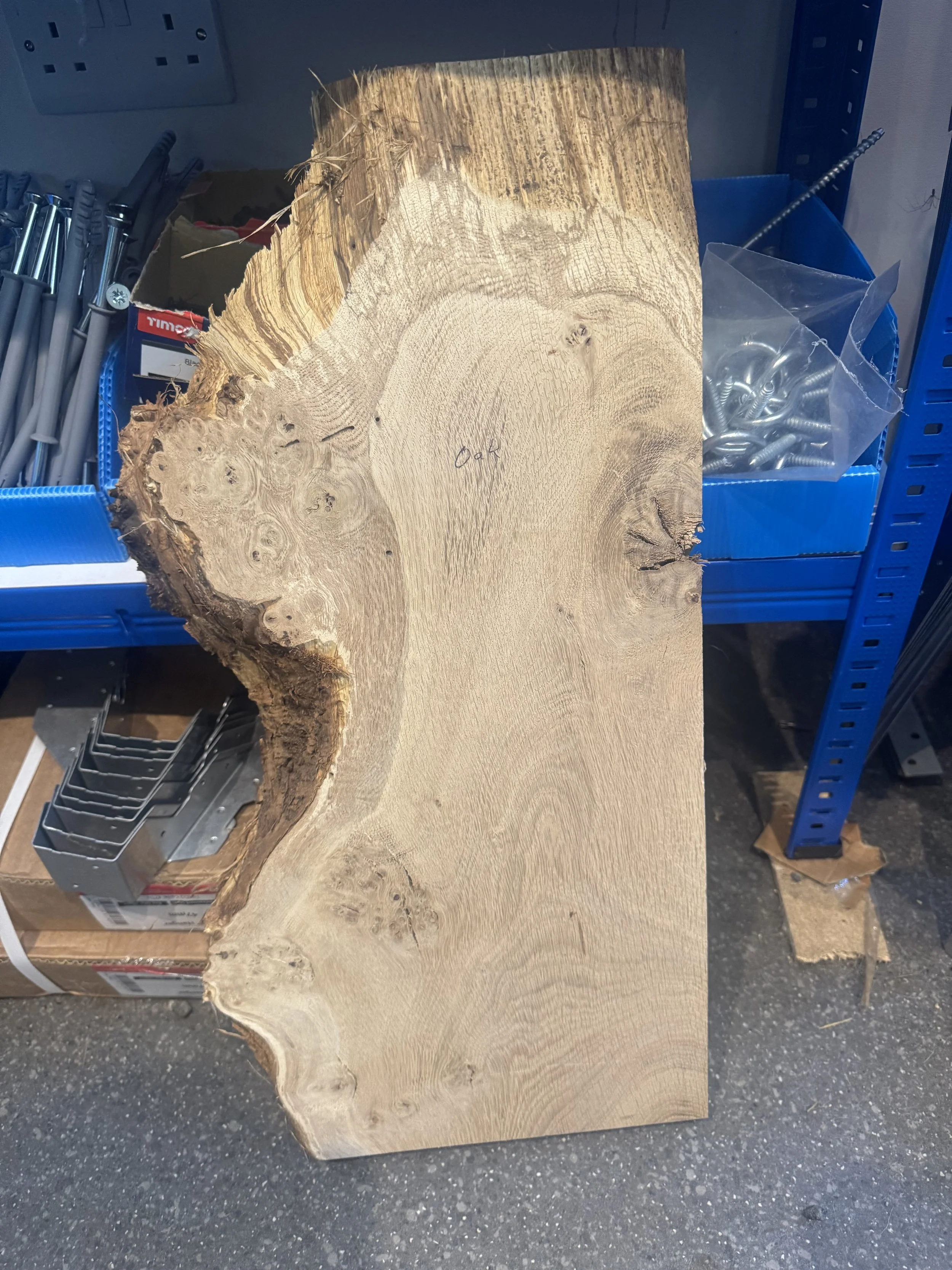 Oak waney timber board