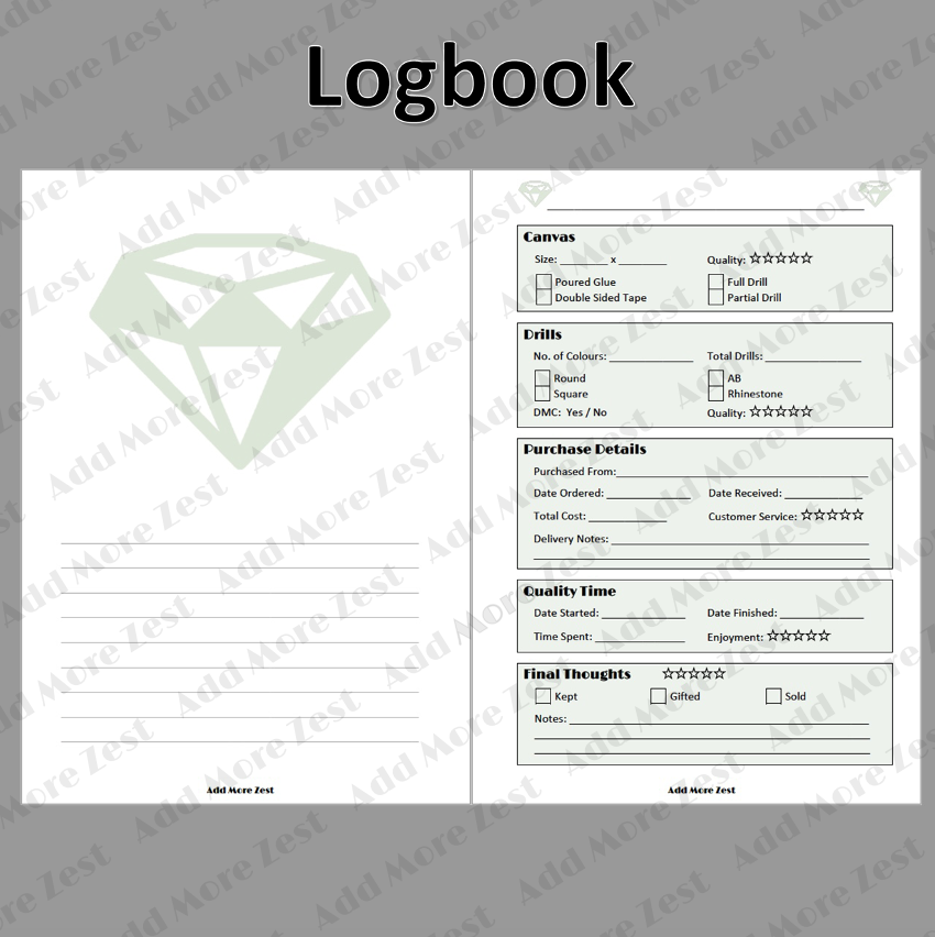 Diamond Painting Log Book, Printable and Editable PDF 