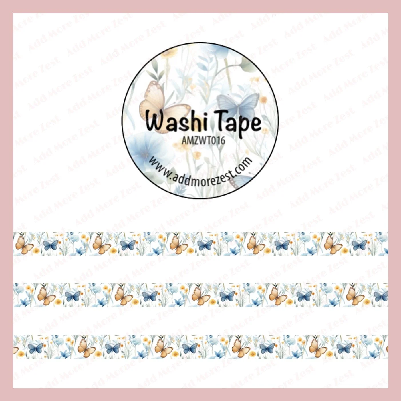 AMZ Washi Tape - Blue Butterfly Garden
