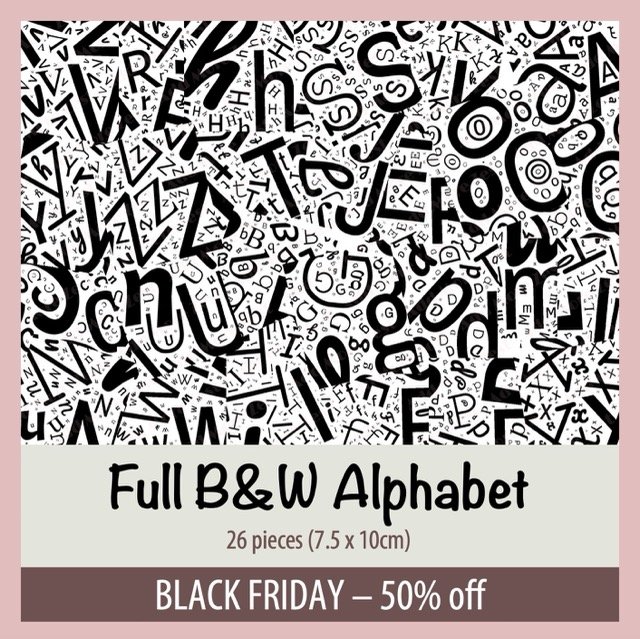 Full B&W Alphabet Printed Cover Paper