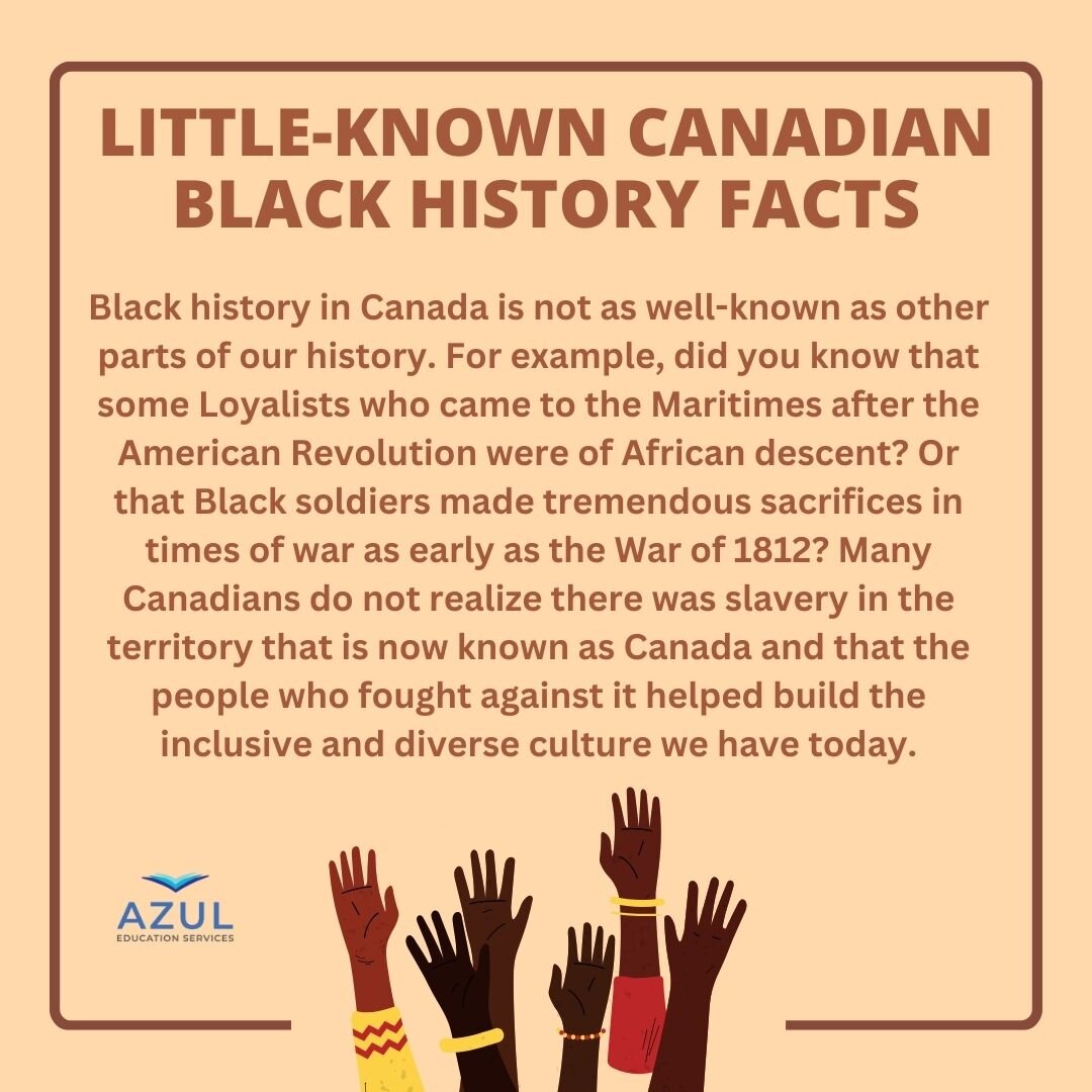 Little known Canadian Black History Facts 
Part 1 of 10

Black history in Canada is not as well-known as other parts of our history. For example, did you know that some Loyalists who came to the Maritimes after the American Revolution were of African