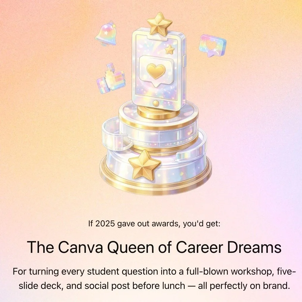 😍 According to ChatGPT,  if 2025 gave out awards, we would win the Canva Queen of Career Dreams!

💙 Our year painted in pixels would be Still Life with laptop and Blue Cobalt Mug.

The three big themes for 2025 were
🎯 1. Building Pathways for Stud