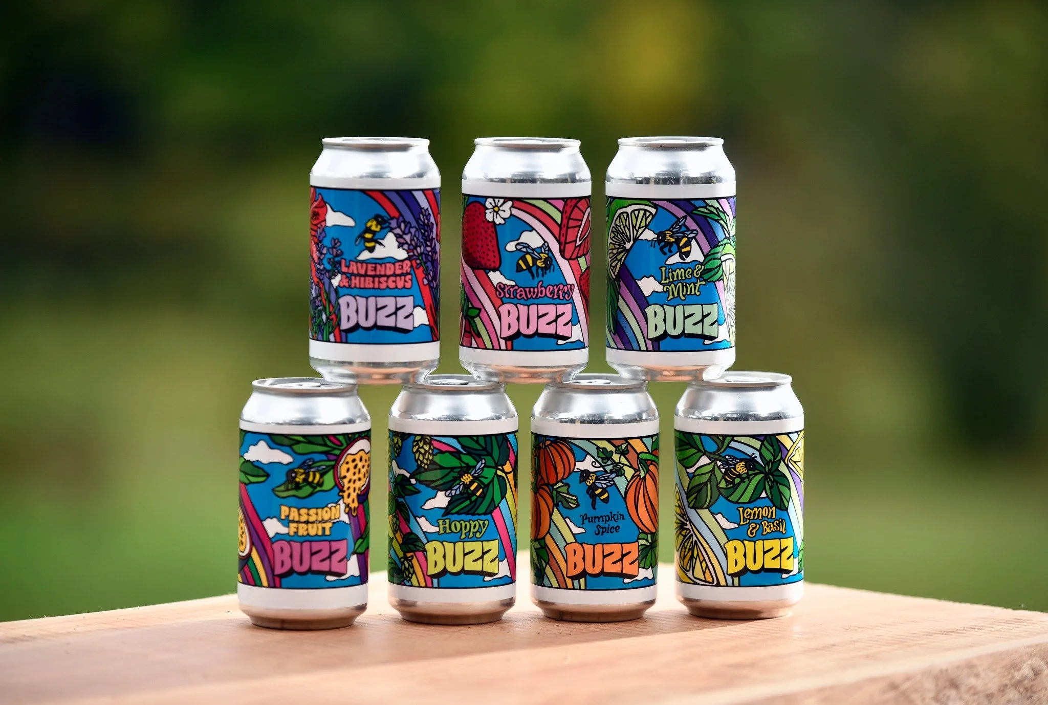 Revolution Bees Buzz sparkling mead lineup