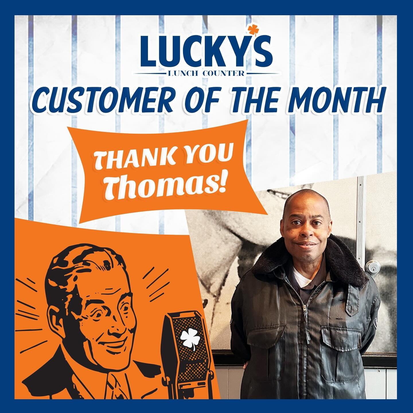 New month, new week, NEW Customer of the Month! ☺️Congrats Thomas for being our April MVP. Swipe to see his favorite Lucky&rsquo;s order!