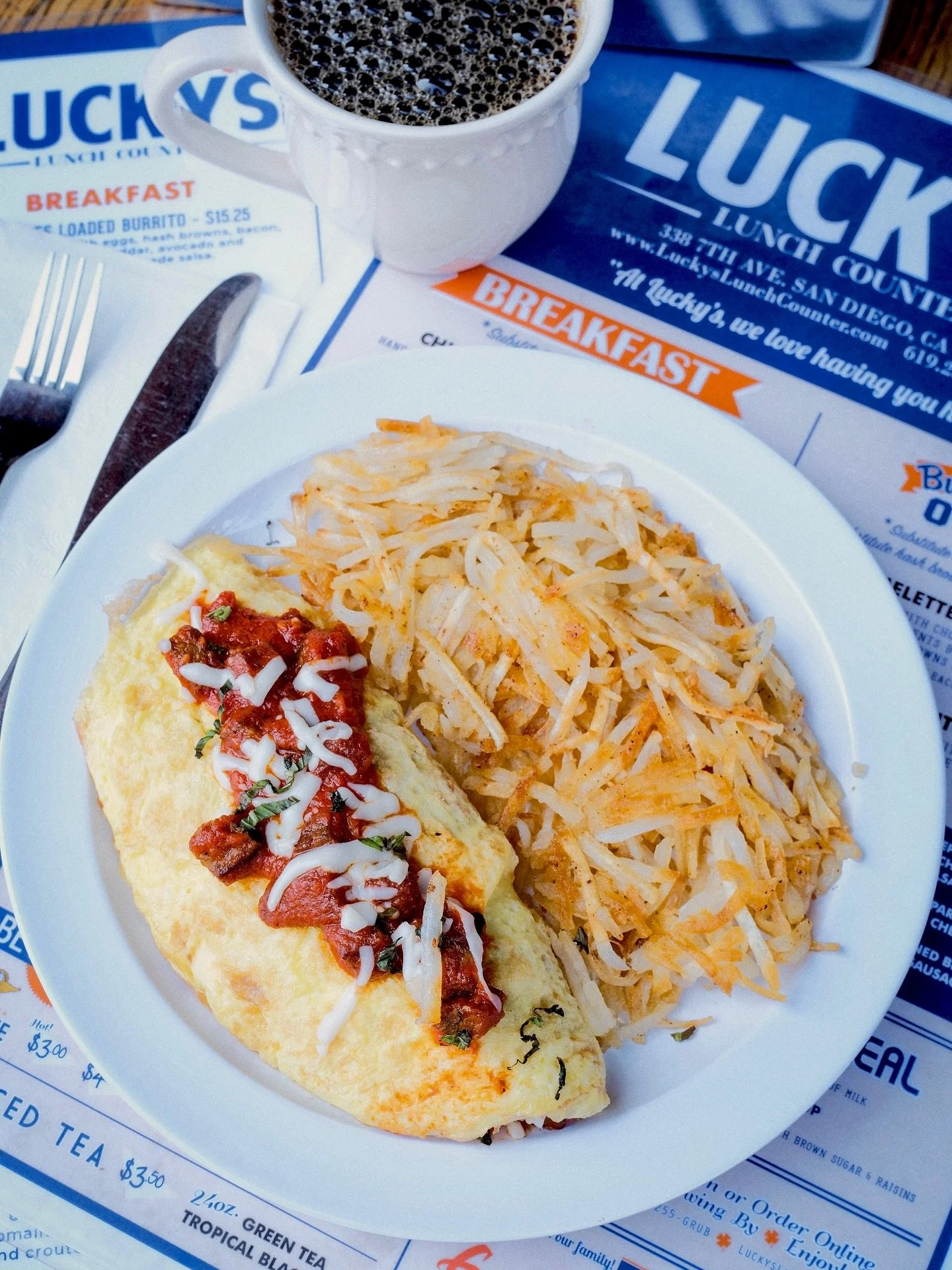 BOO! 👻 October specials have arrived, and the scariest thing would be missing out!
 Start your day with our Breakfast Special: the Italian Omelette 🥚 &mdash; three eggs loaded with sausage, marinara, mozzarella, and fresh basil, served with crispy 