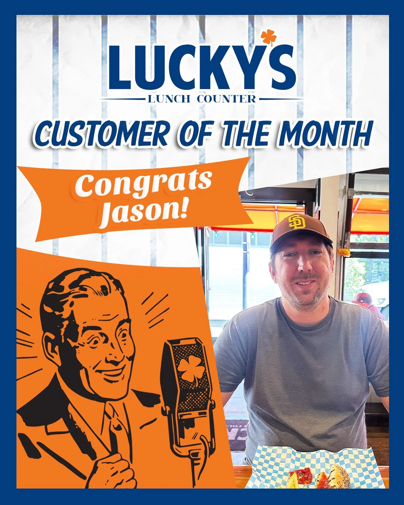 Congratulations to Jason, our November Customer of the Month! 🏆 His go-to order is the #5 Turkey Club with chips &mdash; a tasty classic! We&rsquo;re lucky to serve you, Jason! 💙