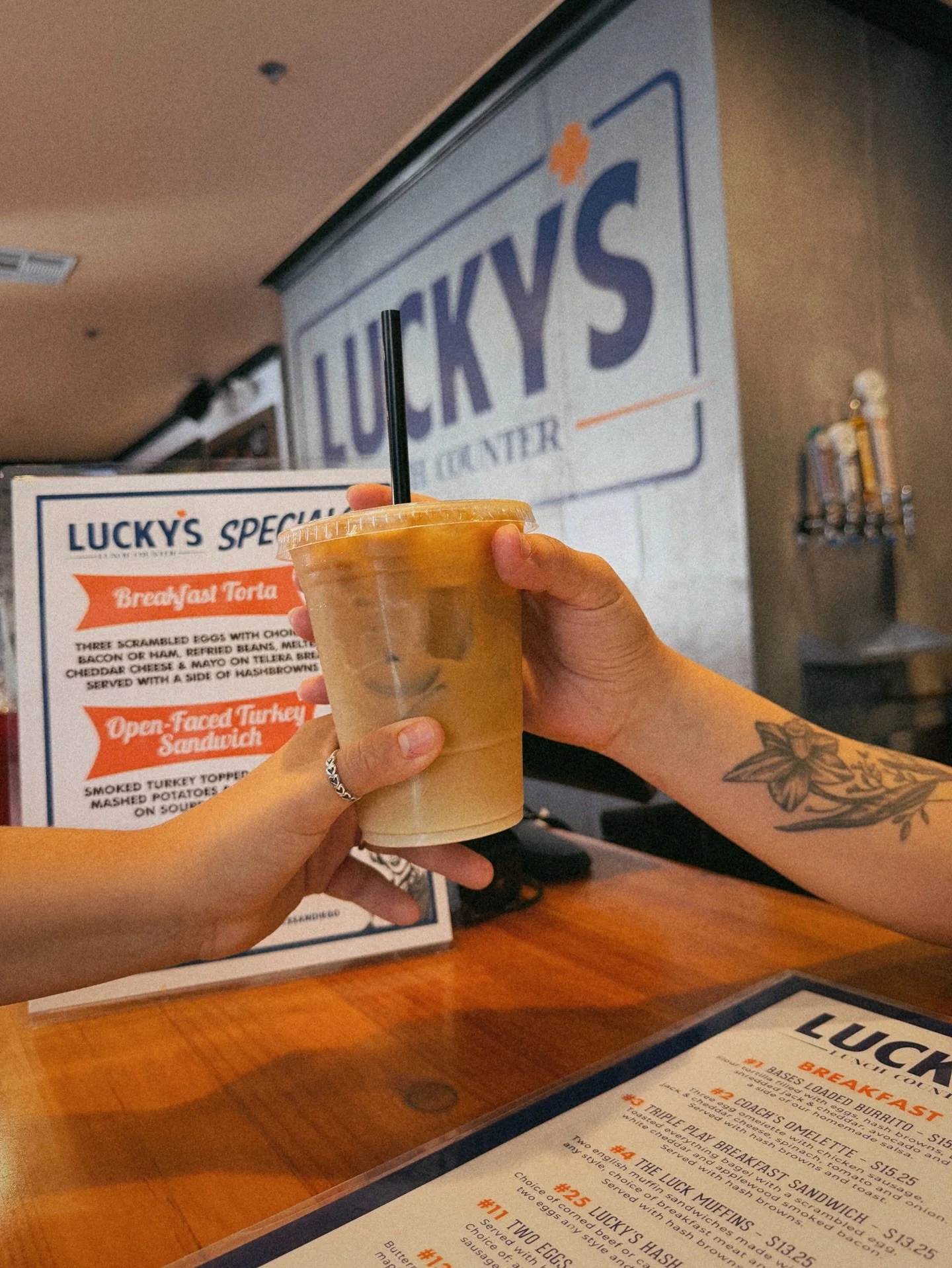 Lucky You &mdash; FREE morning coffee before 9AM at Lucky&rsquo;s!🥤

~ available weekdays with any food item purchase! see you for breakfast! ~