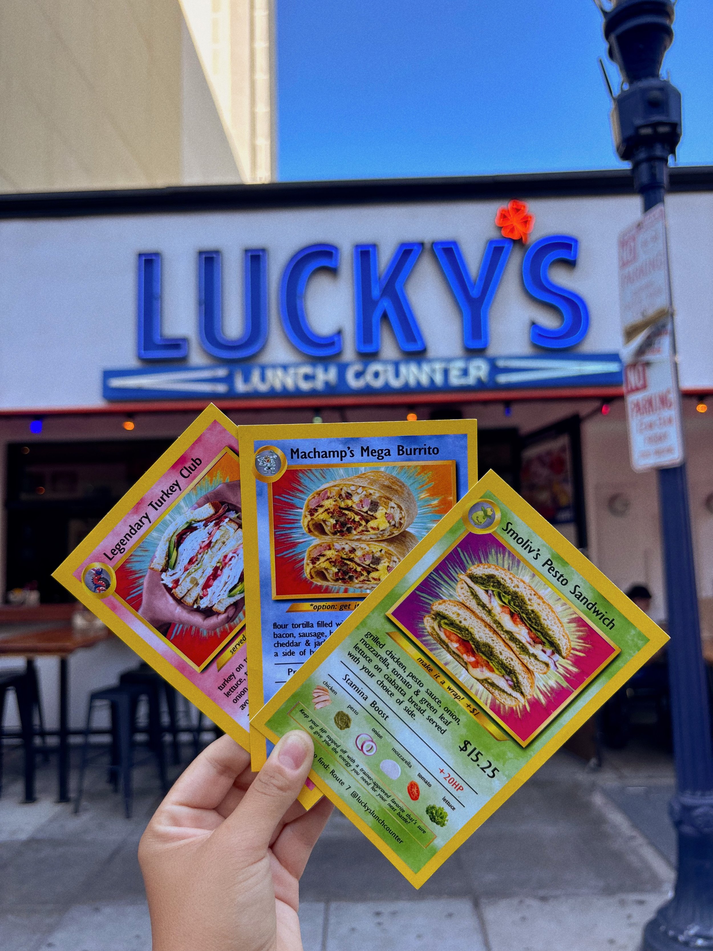 Gotta eat &lsquo;em all! 🔥💧🌱

Smoliv&rsquo;s Pesto Sandwich &rarr; Machamp&rsquo;s Mega Burrito &rarr; Legendary Turkey Club