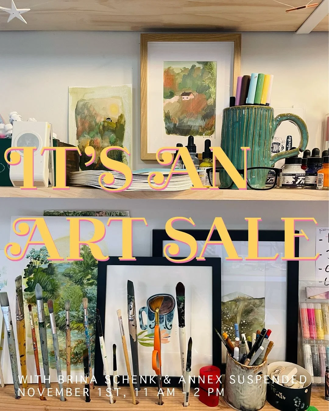 I’m planning a little art studio sale on November 1st to clear out some of the pieces I have piling up everywhere. Even though I work in sketchbooks, I still have so much art! I guess that’s what happens when you paint every day. As a bon