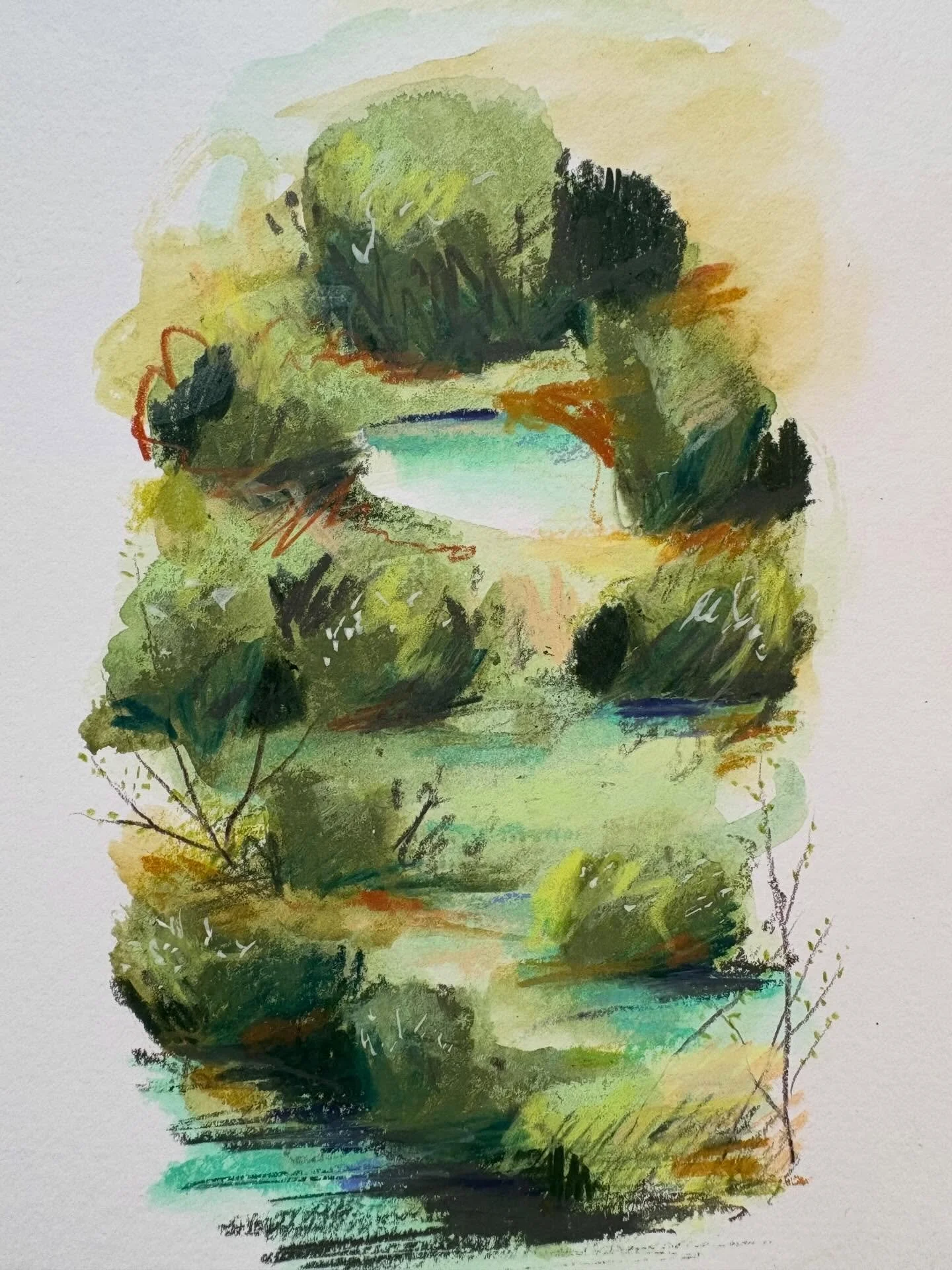 I found this small 9x6 landscape (started last week and then got buried) this morning and thought about the words I tell my students all the time &ldquo;keep working on it! You can always fix it.&rdquo; I took this as a challenge for myself, to live 