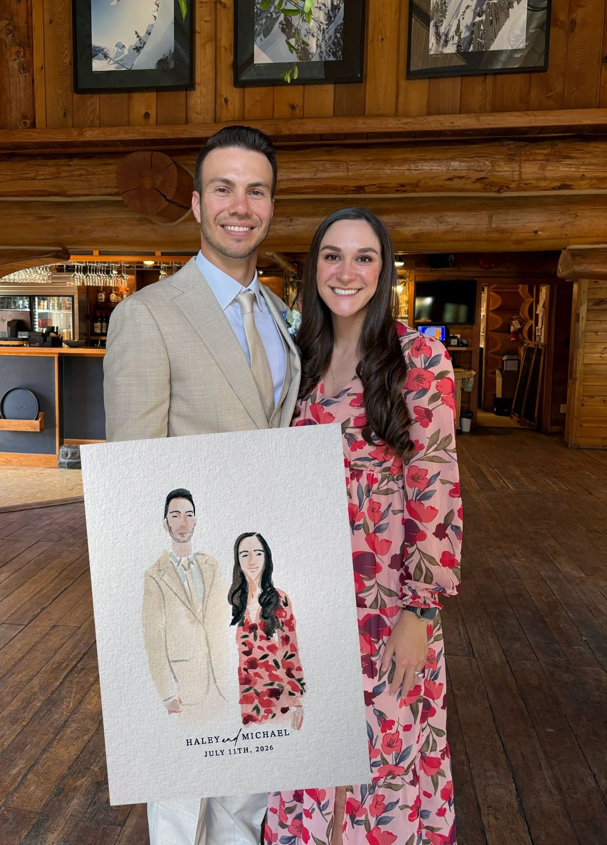 Wedding at Island Lake Lodge in Fernie, BC guest portrait paintings 2026