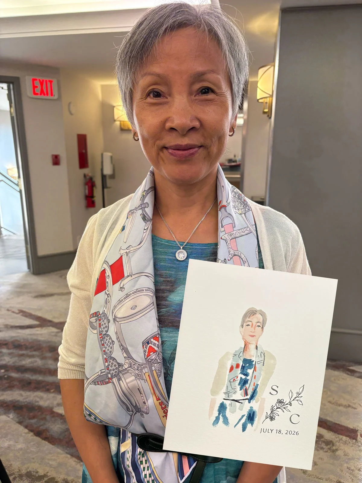 Guest portraits at Vancouver wedding using watercolours and pencils