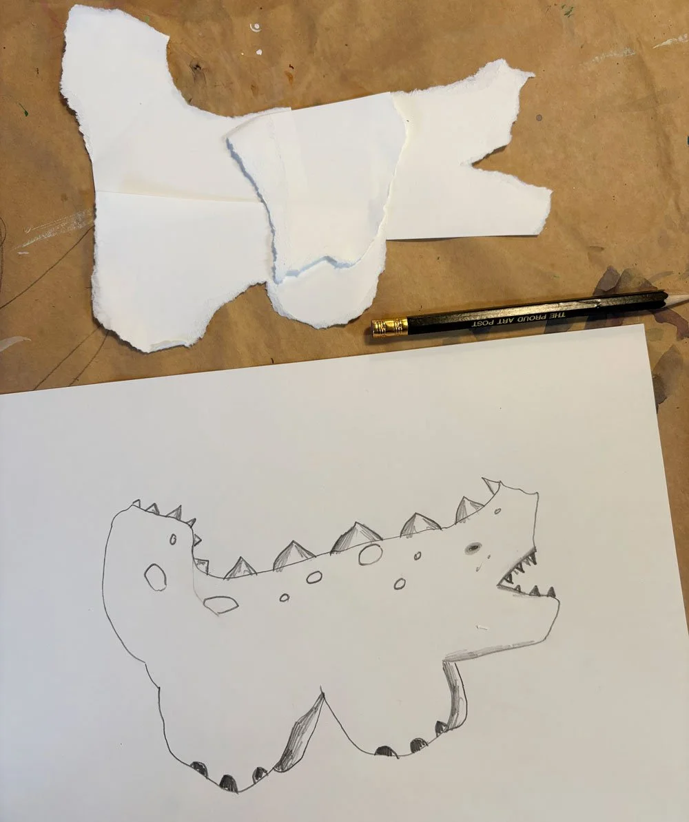 ripped page shape picture as a creative warm up practice to keep your imagination sharp