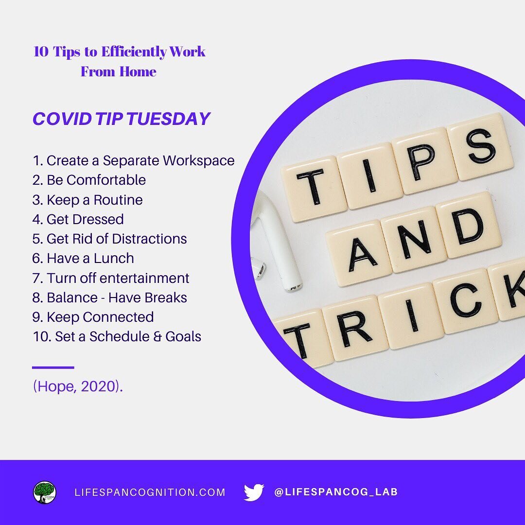 Working from home can be distracting, here are 10 tips to help you work effectively from home. Click the link in our bio for a full article about successfully working from home. #covid #tiptuesday #workfromhome #mentalhealth