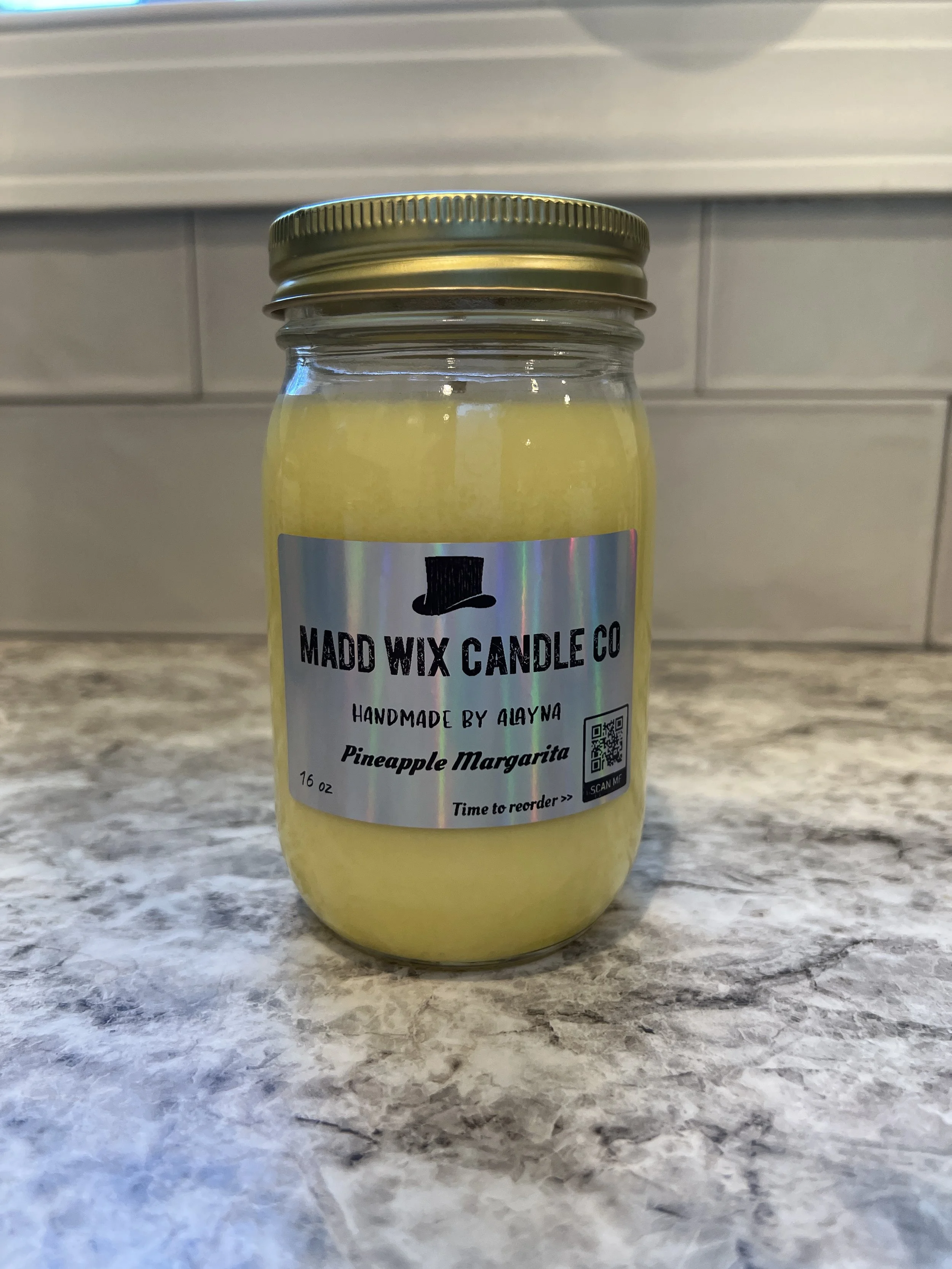 Pineapple Margarita 16 oz Soy Mason Jar Candle - Yellow