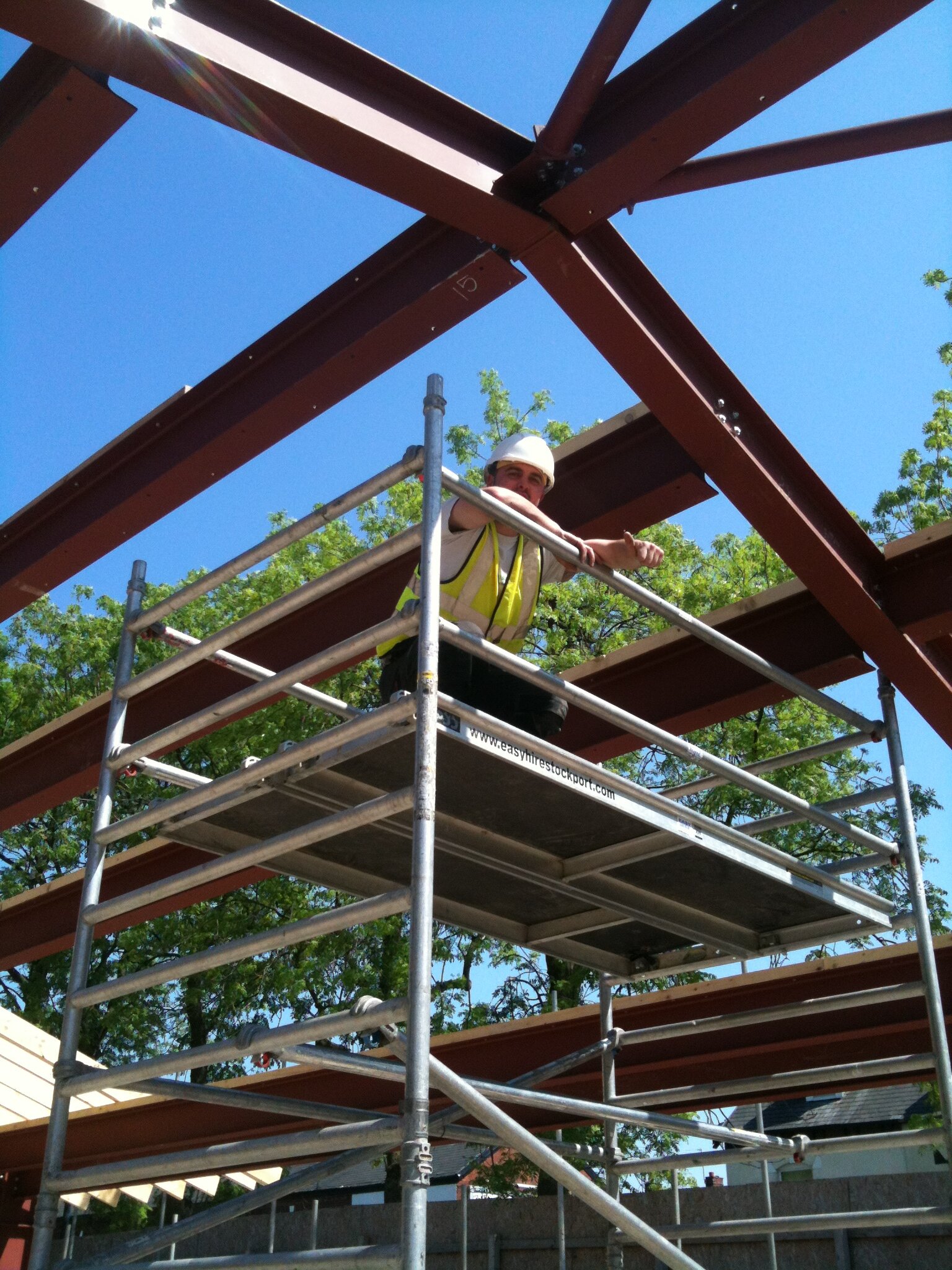 Rob helping with the steel frame