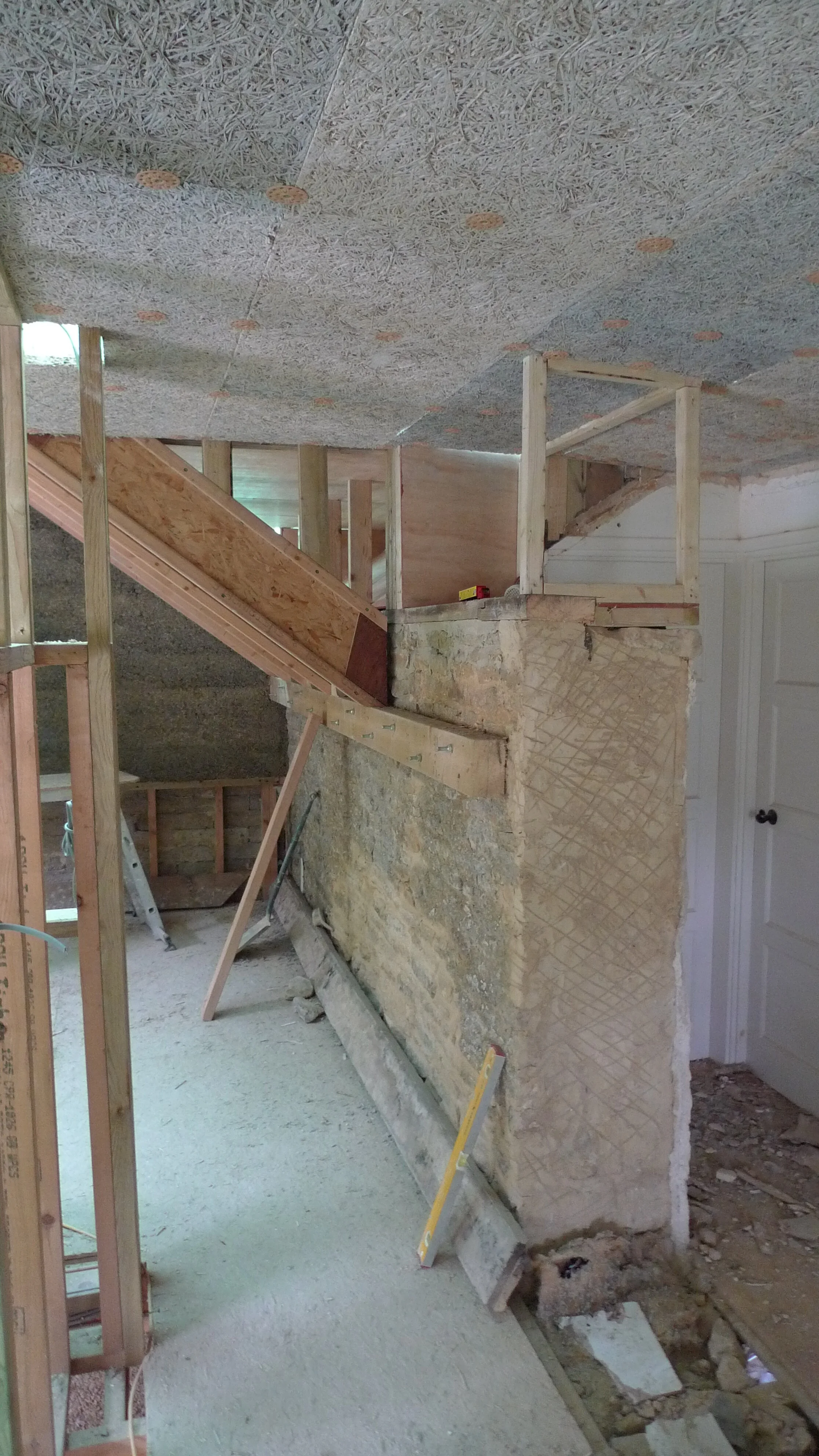 Wood woolboard ceilings.