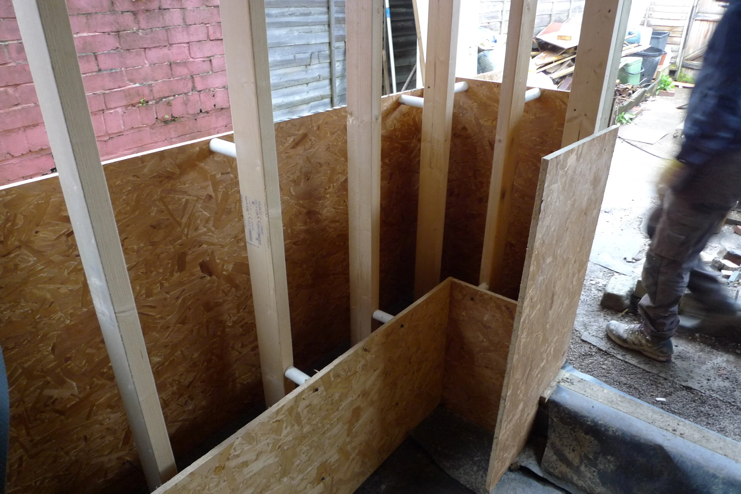 Shuttering around the central frame.
