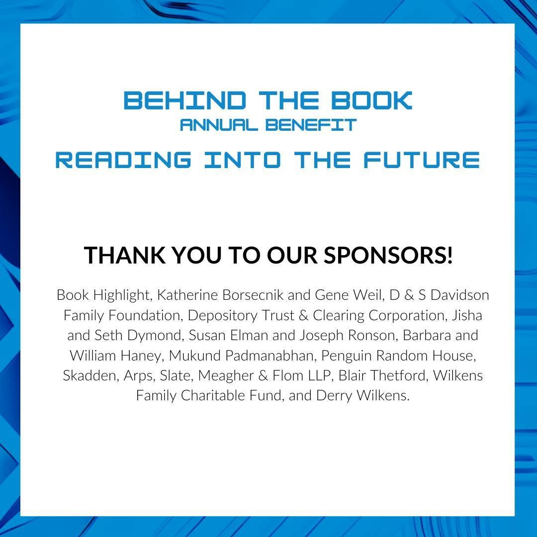 We're only a few weeks away from our Annual Behind the Book Benefit!⁠
⁠
Thank you to our generous sponsors for their direct support in our mission to empower NYC children through literacy and education. By sponsoring the gala, your contribution goes 