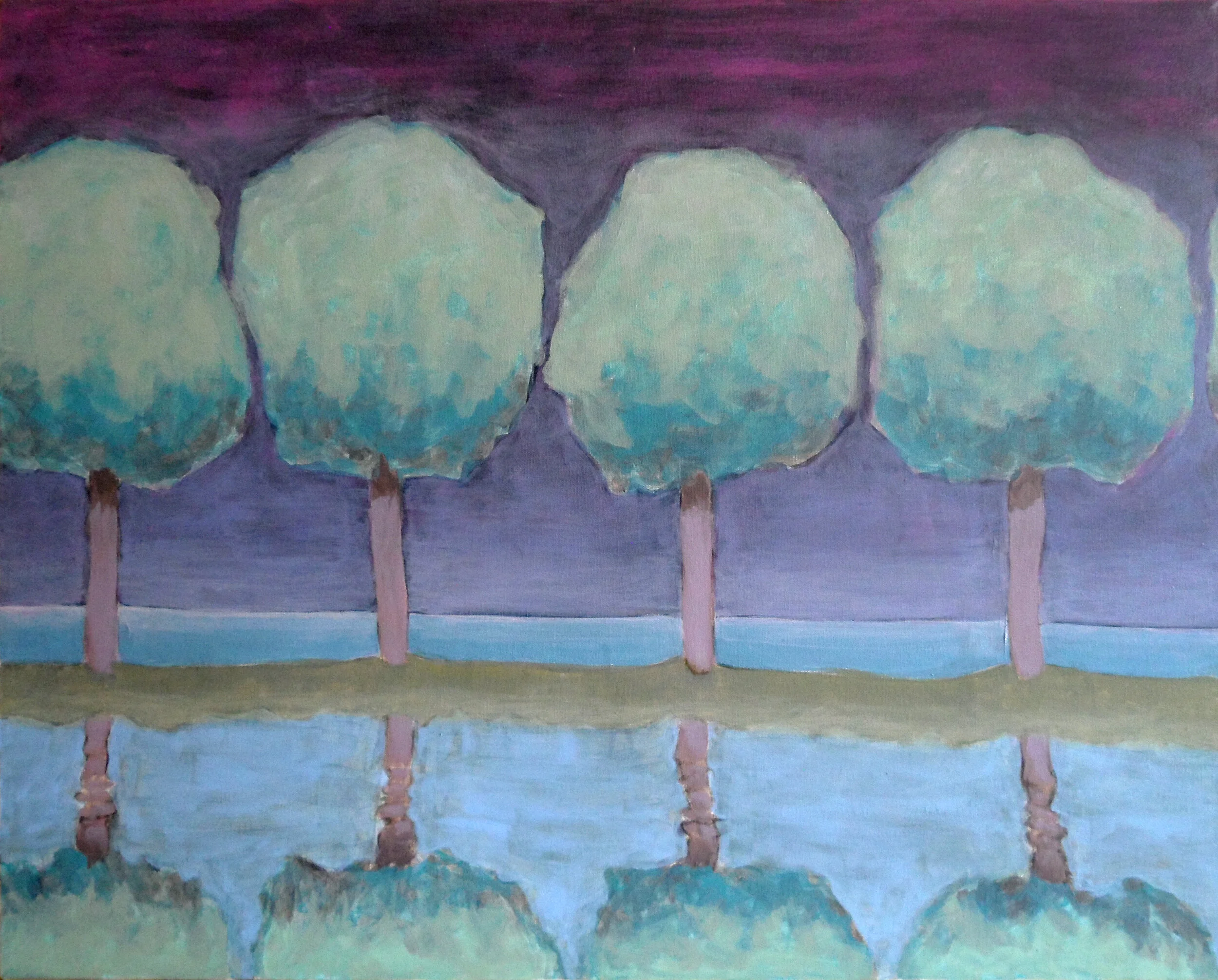 Lollipop Trees Near Water | Acrylic | 24 x 30 inches | 2000
