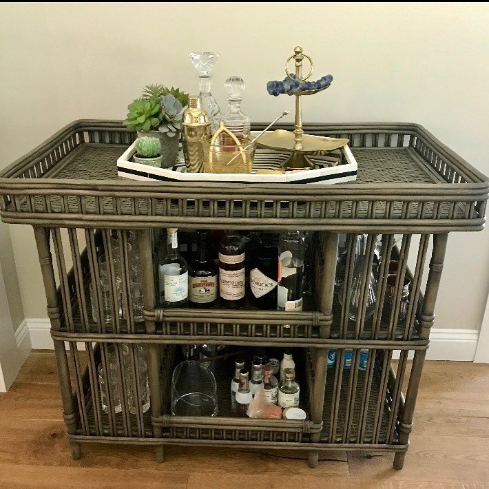 The perfect bar cart....
adds easy style and a cool vibe to any dining or living room