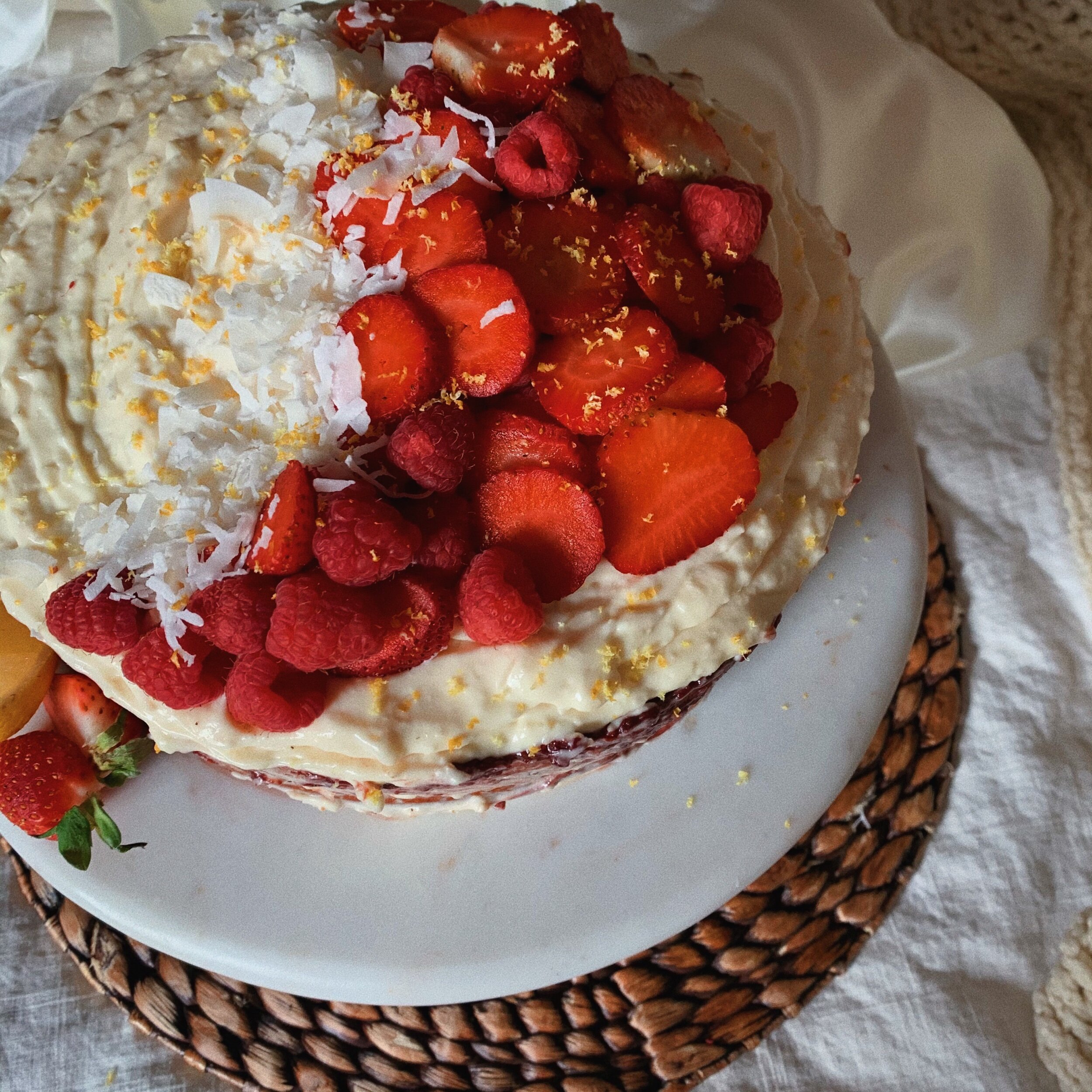 Coconut Lemon and Raspberry Layer Cake — Bella's Good Eats