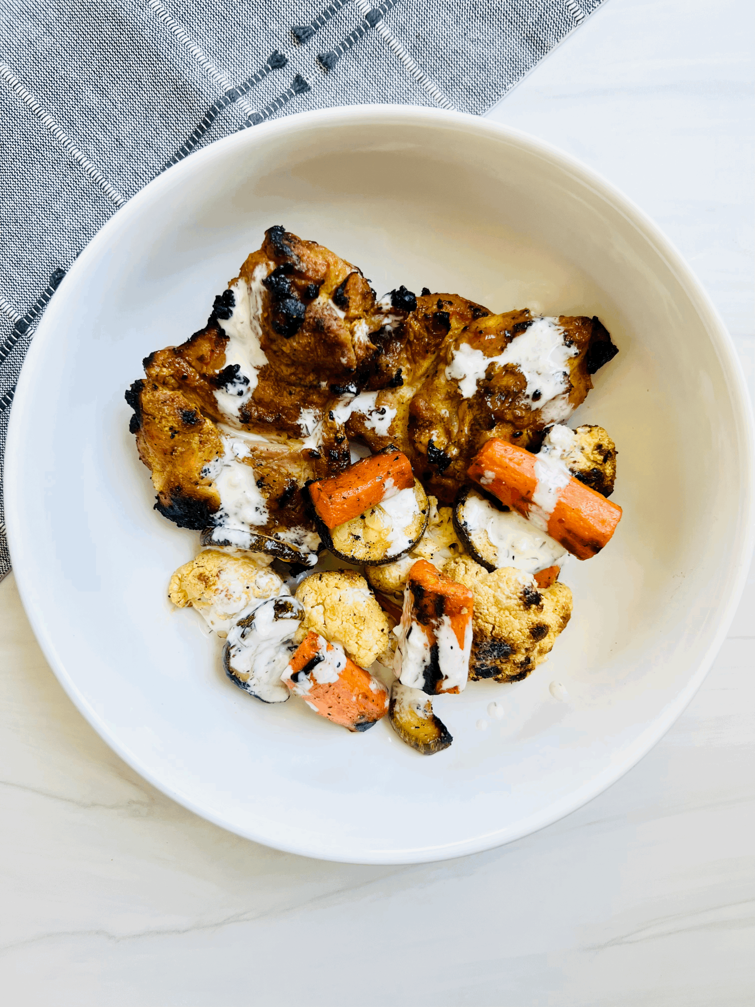 Shawarma Grilled Chicken and Veggies with Magic Garlic Sauce