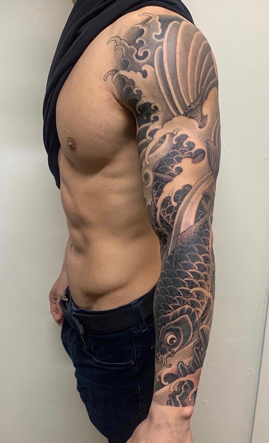 Blackandgreykoitattoosleeve