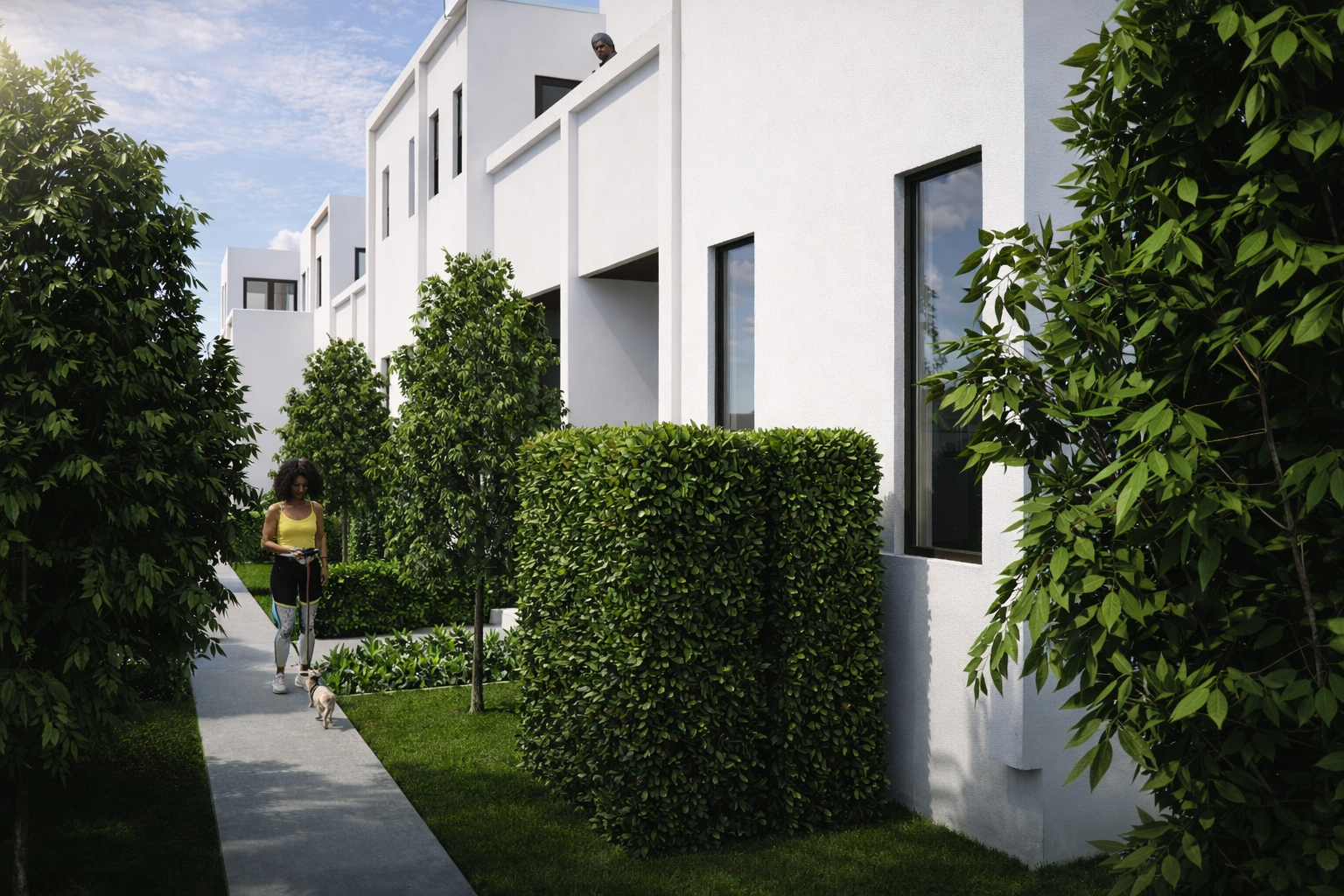 Modern townhouses with a leisurely stroll.png