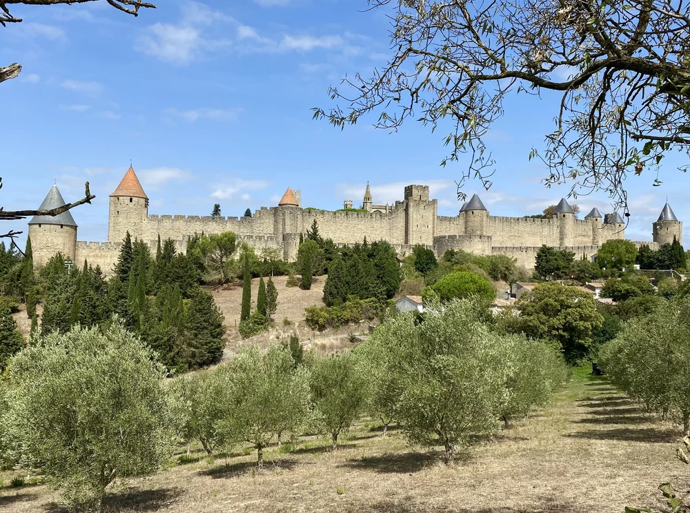 View of the medieval city of Carcassonne, Languedoc, France
