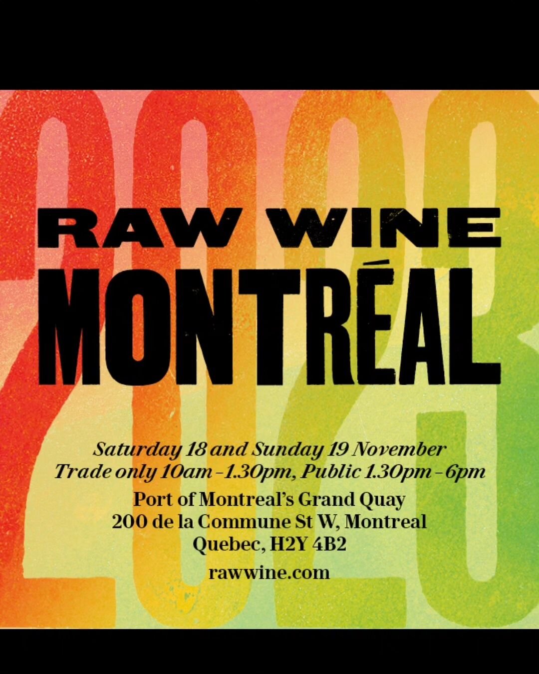 Countdown for Raw Montreal!!! 
Meet us there tomorrow! 

Saturday and Sunday! 

🍇🇮🇹🍁🍷🇨🇦