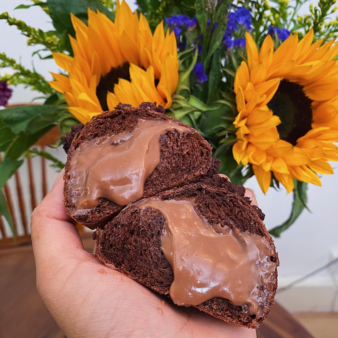 we decided last minute to add our gianduja chocolate brioche to the menu, it wasn&rsquo;t on it initially! (you&rsquo;ll know this if you&rsquo;re an email subscriber 🫢) 

chocolate brioche filled with pure @agrimontana_international gianduja paste 