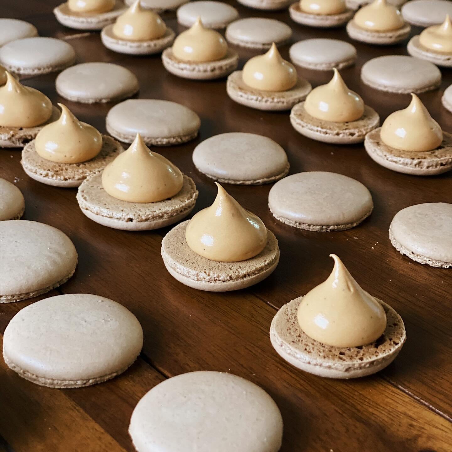 macarons! over the years we&rsquo;ve had lots of people tell us they never liked macarons until they tried ours 🥰 
at our next pop up we&rsquo;ll have a big ispahan macaron filled with lychees, raspberries and rose cream cheese ganache! and usual li