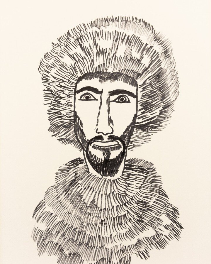 Man in fur coat and hat (c.1970s) by Albert Houthuesen (1903-1979)
Felt pen on board
53.7 x 38 cm