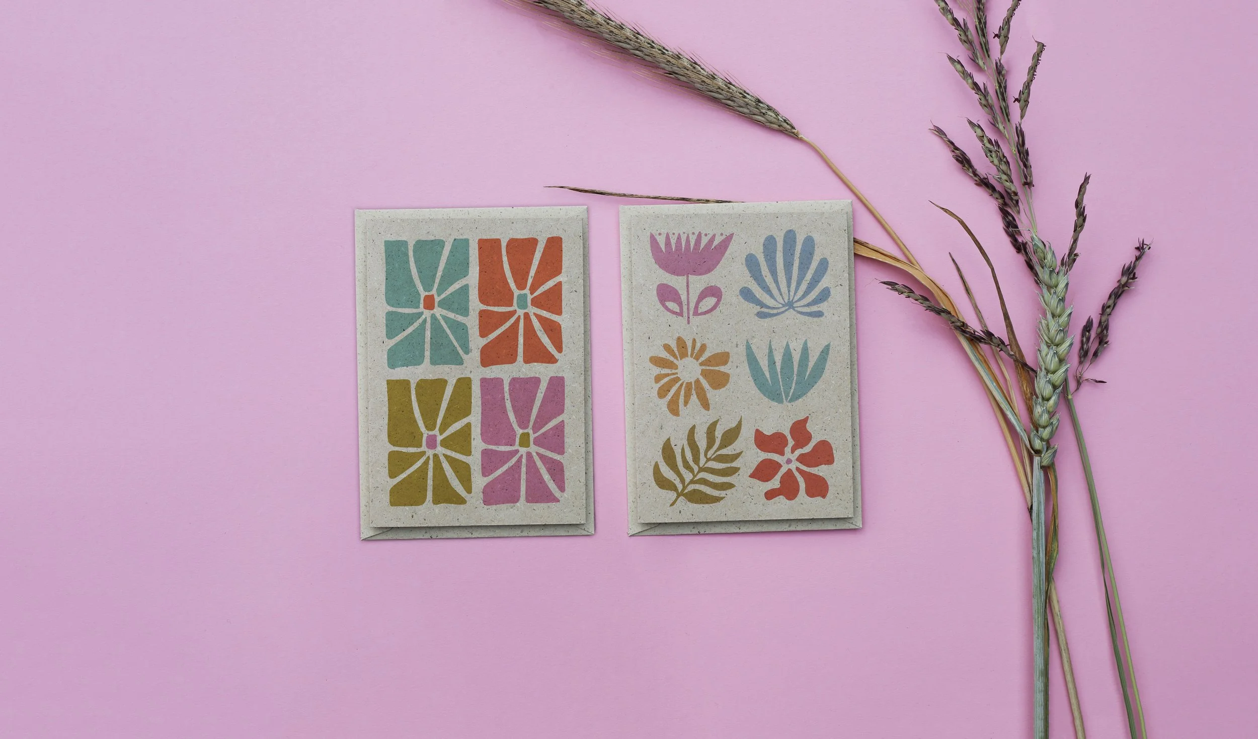FlowerPower Grußkarten SET auf Naturpapier DIN A7