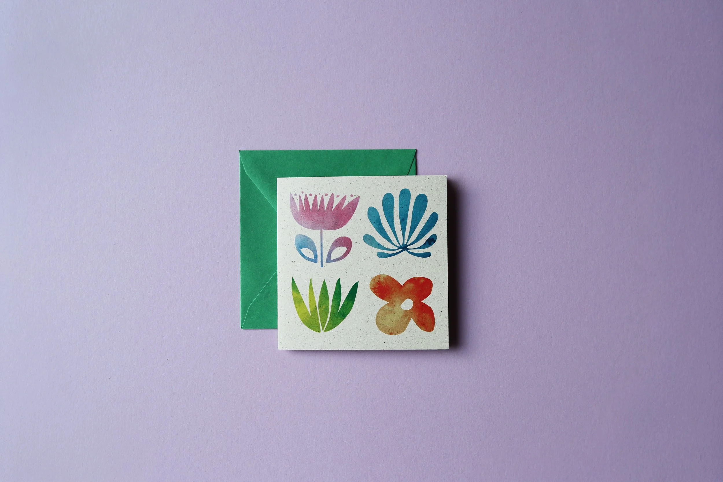 Grusskarte WILDFlower mit Aquarell Illustrationen im Format 10 x 10 cm auf Bermgraspapier