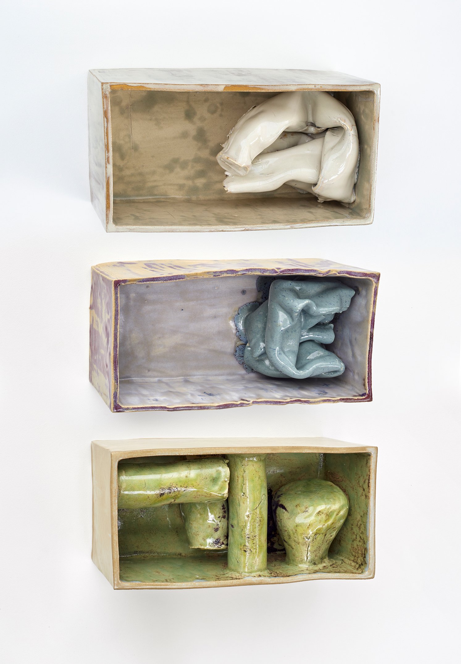  Squeeze boxes series, glazed ceramics, 2023 