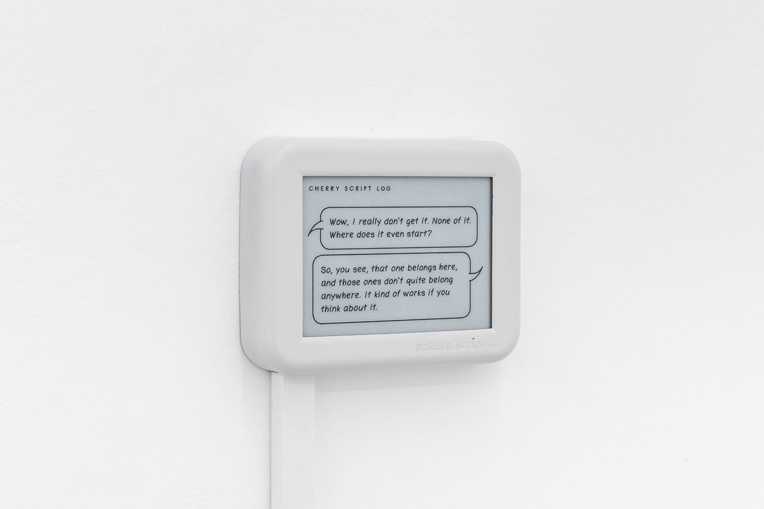 Cherry script, 2023, e ink display animation, 9,5 x 12 x 2,3 cm