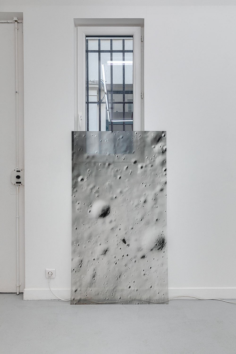 Fly on Moon, 2019, UV print on plexiglas, 150 x 80 cm