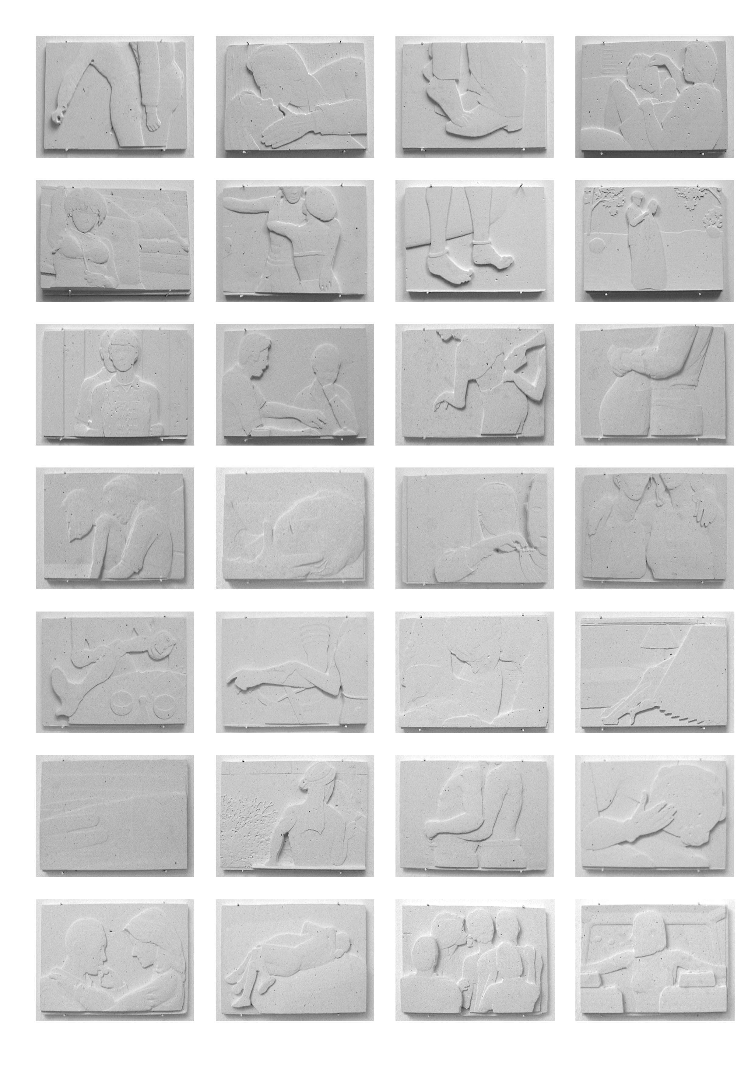  Senza fine/Endless, 2000-2002, Machine modelled plaster bas-reliefs, 35 elements, created for the Venice Biennale, 2002, Harald Szeemann 