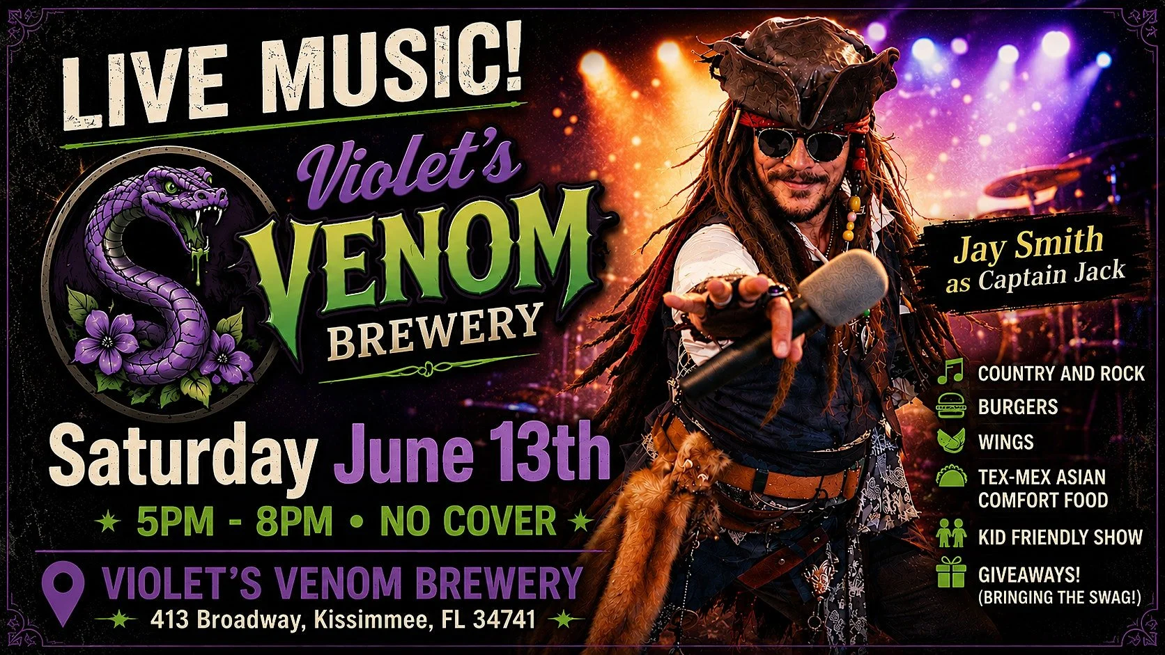 Live Music with Jay Smith as Captain Jack